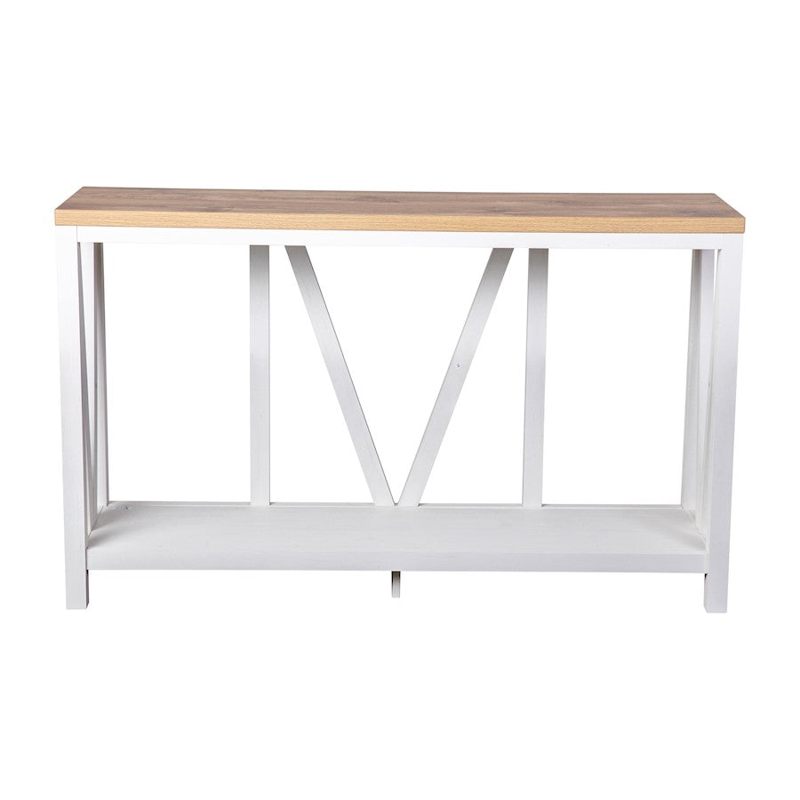 Flash Charlotte Entry Table, White/Warm Oak