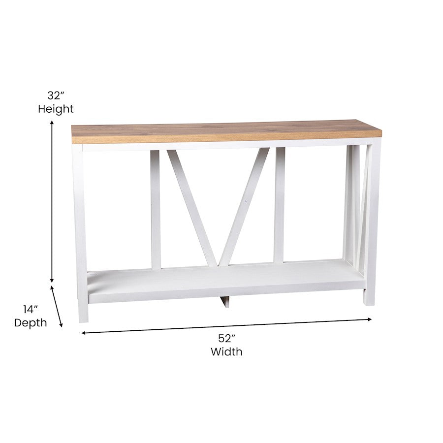 Flash Charlotte Entry Table, White/Warm Oak
