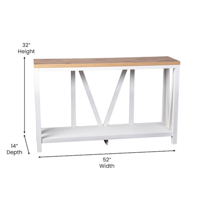 Flash Charlotte Entry Table, White/Warm Oak