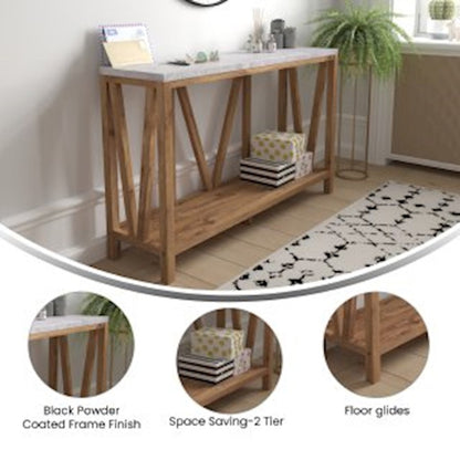 Flash Charlotte Concrete Entry Table, Warm Oak