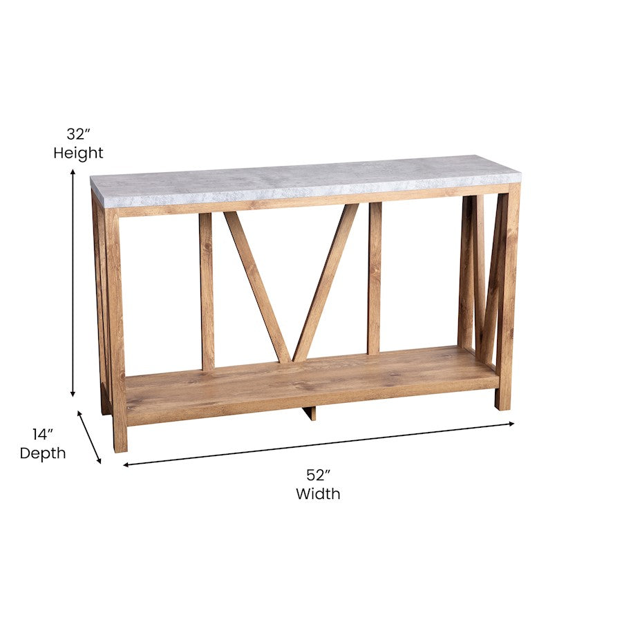 Flash Charlotte Concrete Entry Table, Warm Oak