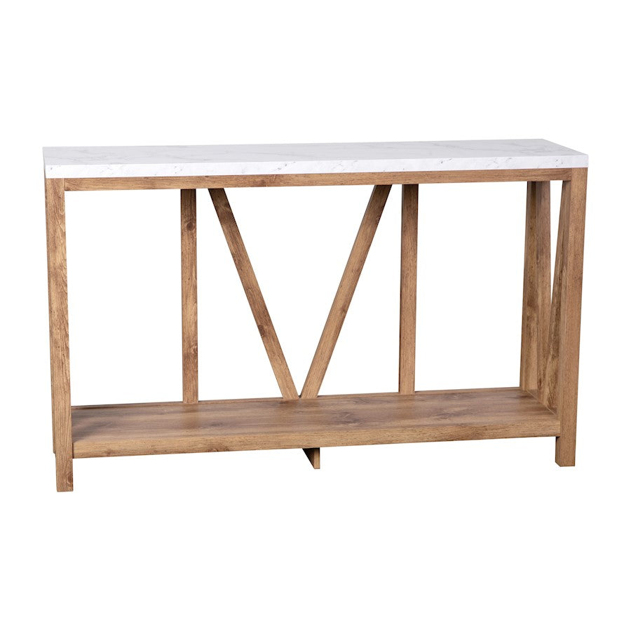 Flash Charlotte Marble Entry Table, Warm Oak