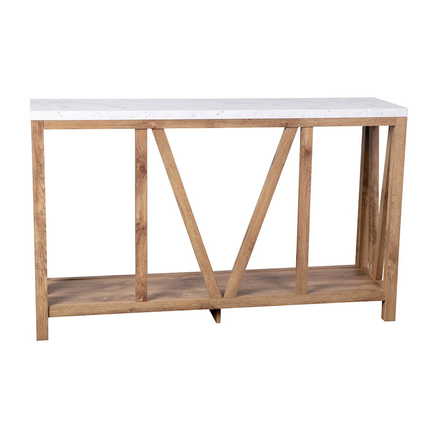 Flash Charlotte Marble Entry Table, Warm Oak