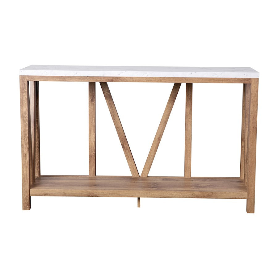 Flash Charlotte Marble Entry Table, Warm Oak