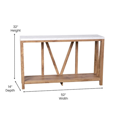 Flash Charlotte Marble Entry Table, Warm Oak