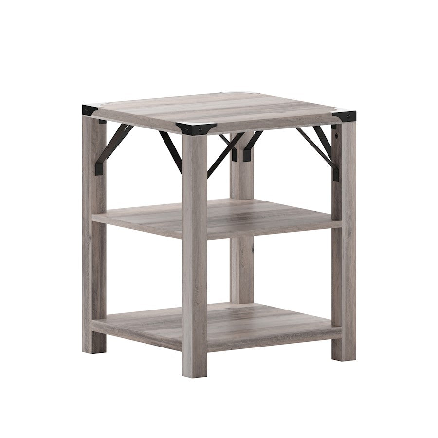 Flash Wyatt Wash 3 Tier Side Table, Gray