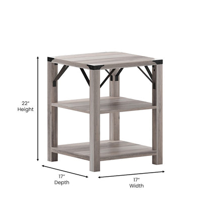 Flash Wyatt Wash 3 Tier Side Table, Gray