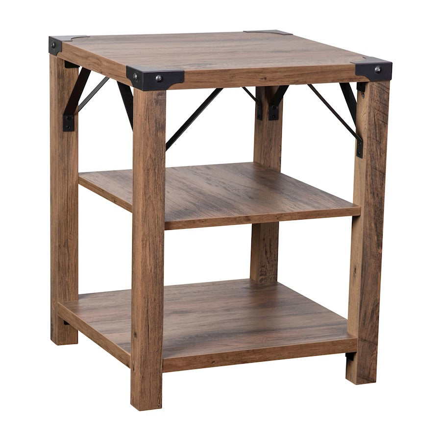 Flash Wyatt 3 Tier Side Table, Rustic Oak