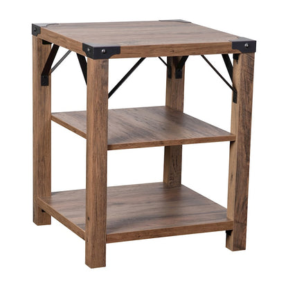 Flash Wyatt 3 Tier Side Table, Rustic Oak