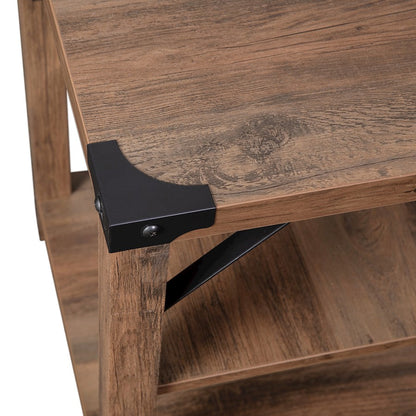 Flash Wyatt 3 Tier Side Table, Rustic Oak