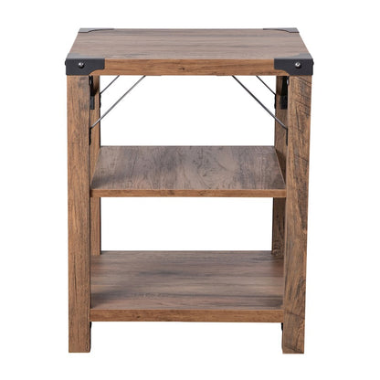 Flash Wyatt 3 Tier Side Table, Rustic Oak