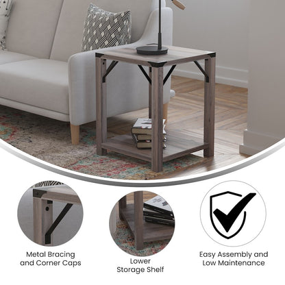 Flash Wyatt Wash 2 Tier Side Table, Gray