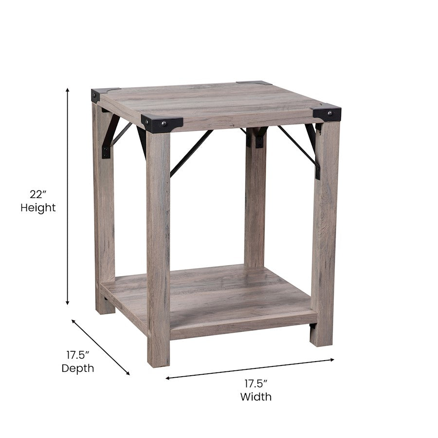 Flash Wyatt Wash 2 Tier Side Table, Gray