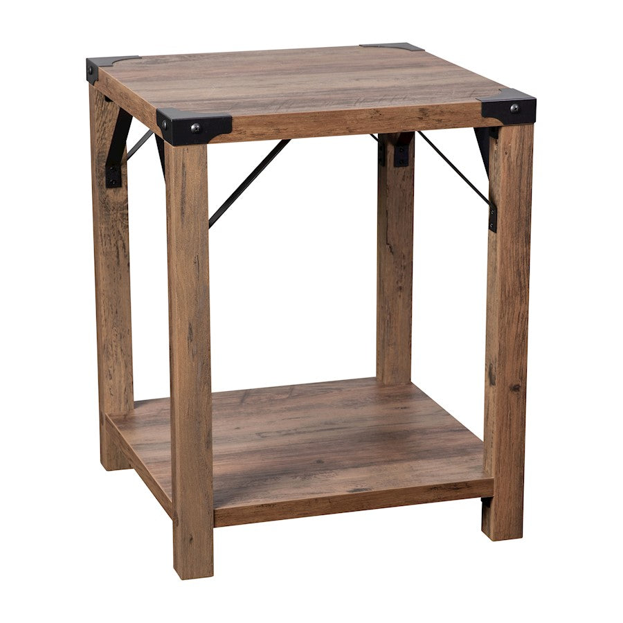Flash Wyatt 2 Tier Side Table, Rustic Oak