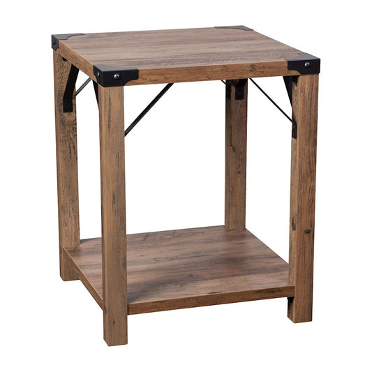 Flash Wyatt 2 Tier Side Table, Rustic Oak