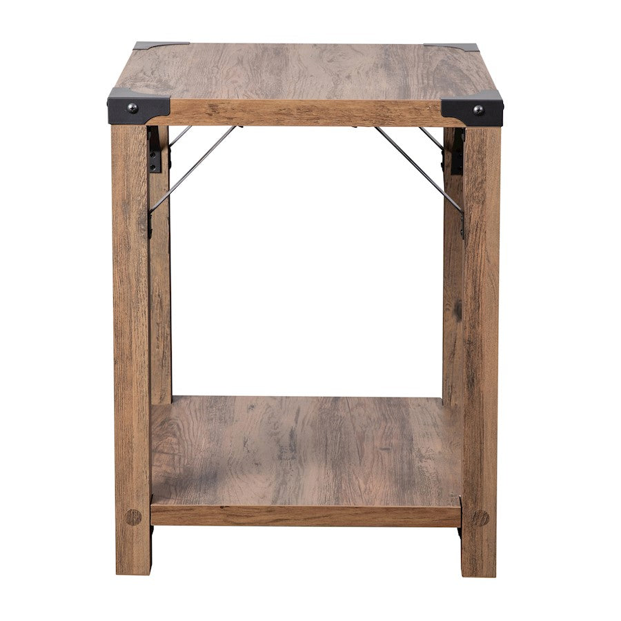 Flash Wyatt 2 Tier Side Table, Rustic Oak