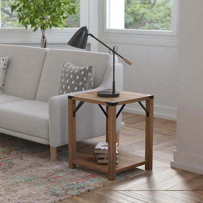 Flash Wyatt 2 Tier Side Table, Rustic Oak