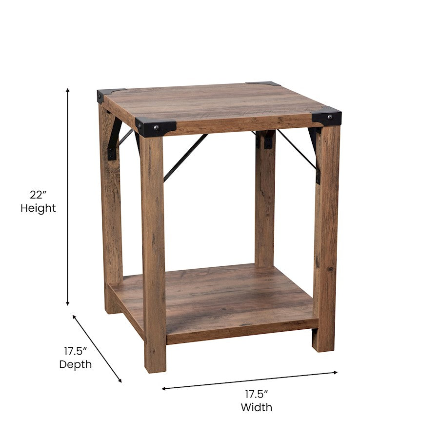 Flash Wyatt 2 Tier Side Table, Rustic Oak