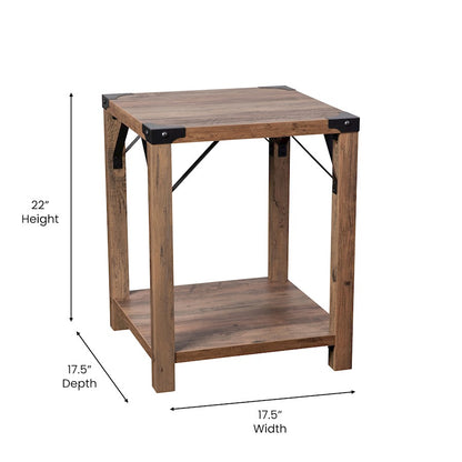 Flash Wyatt 2 Tier Side Table, Rustic Oak