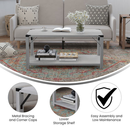 Flash Wyatt 2 Tier Coffee Table, Aspen Gray