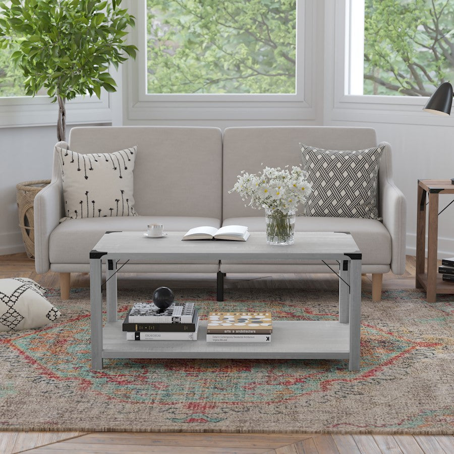 Flash Wyatt 2 Tier Coffee Table, Aspen Gray