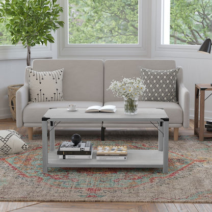 Flash Wyatt 2 Tier Coffee Table, Aspen Gray