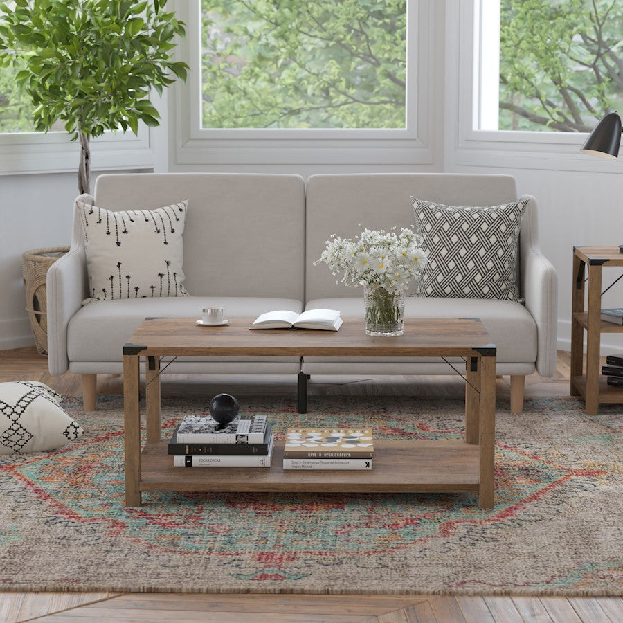 Flash Wyatt 2 Tier Coffee Table, Rustic Oak