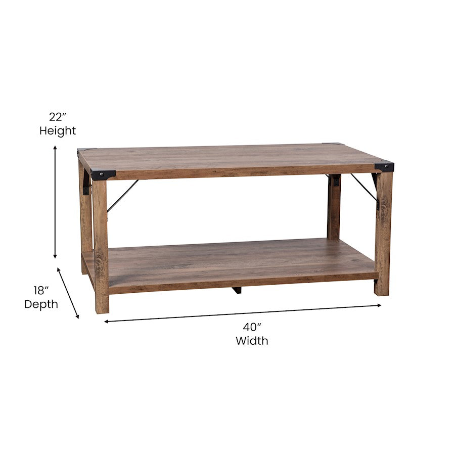 Flash Wyatt 2 Tier Coffee Table, Rustic Oak