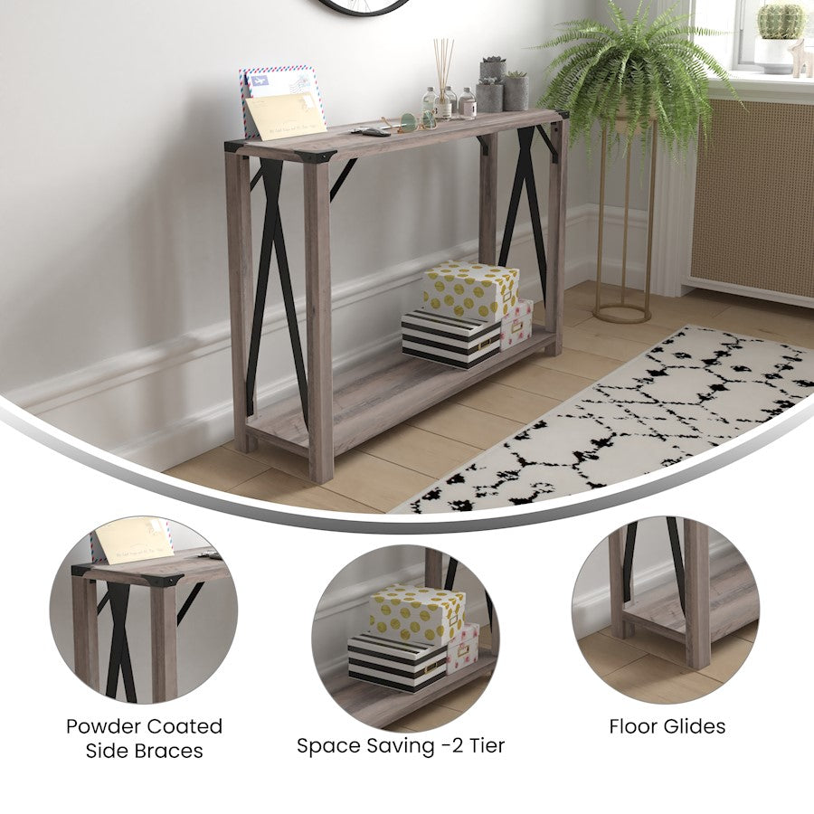 Flash Wyatt 2 Tier Entry Table, Gray Wash