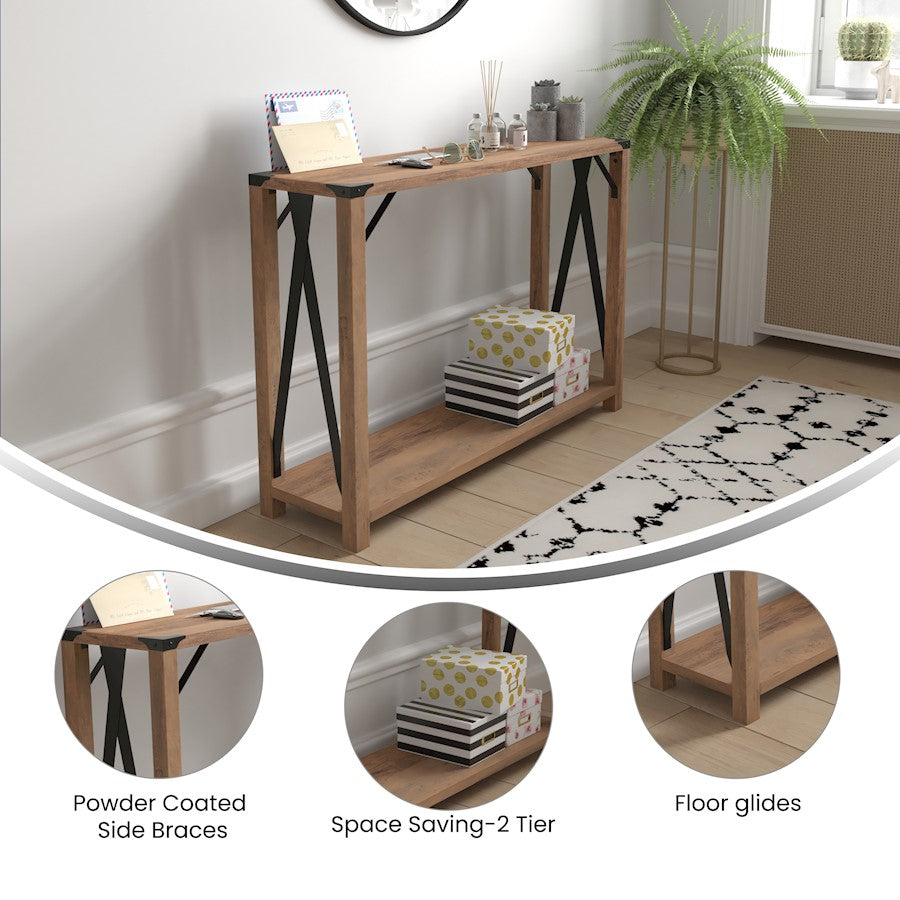 Flash Wyatt 2 Tier Entry Table, Rustic Oak