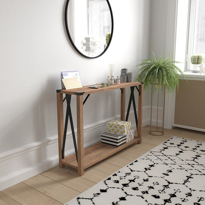 Flash Wyatt 2 Tier Entry Table, Rustic Oak