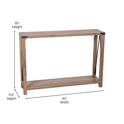 Flash Wyatt 2 Tier Entry Table, Rustic Oak