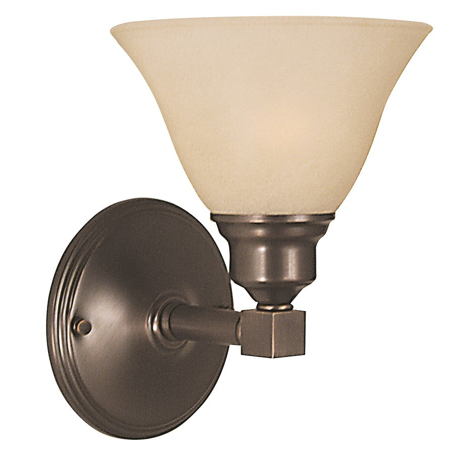 Framburg Taylor 1 Light 9" Bath Sconce, Brushed Nickel/Amber Marble - F-2421BM