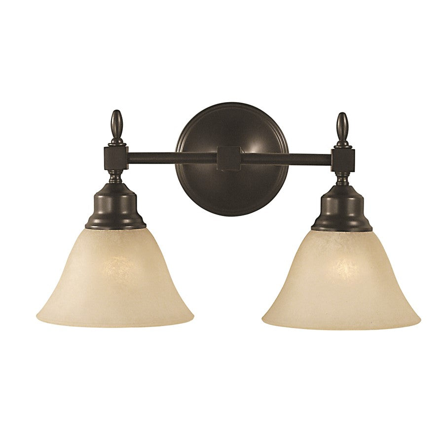Framburg Taylor 2 Light Bath Sconce, Brushed Nickel/Amber Marble - F-2432BM