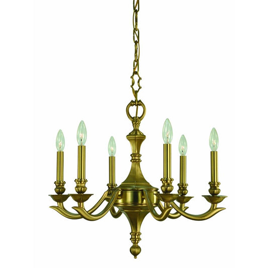 Framburg Scarsdale 6 Light Dining Chandelier, Brushed Brass - F-5936BR