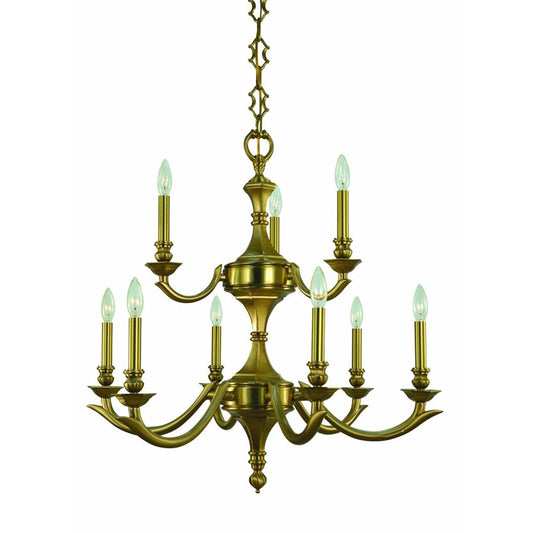 Framburg Scarsdale 9 Light Dining Chandelier, Brushed Brass - F-5939BR