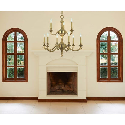 Framburg Scarsdale 9 Light Dining Chandelier, Brushed Brass