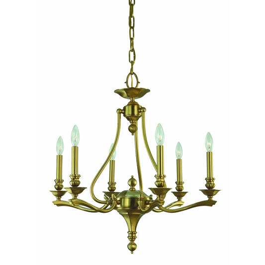 Framburg Fin De Siecle 6 Light 25" Dining Chandelier, Brushed Brass - F-5956BR