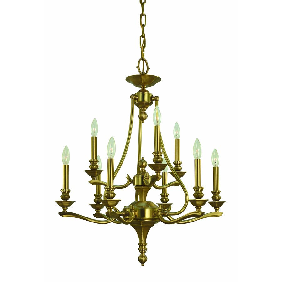 Framburg Fin De Siecle 9 Light Dining Chandelier, Brushed Brass - F-5959BR