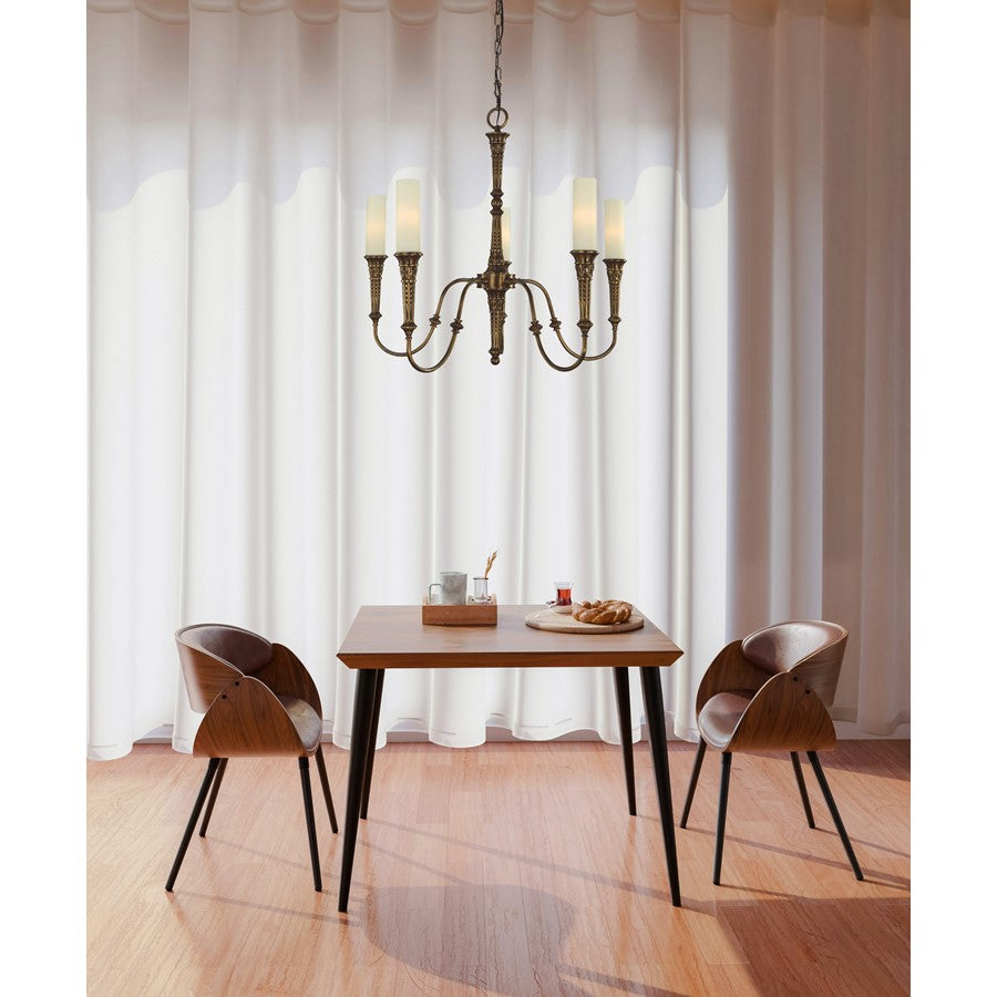Framburg Old Greenwich 5 Light Dining Chandelier, Antique Brass