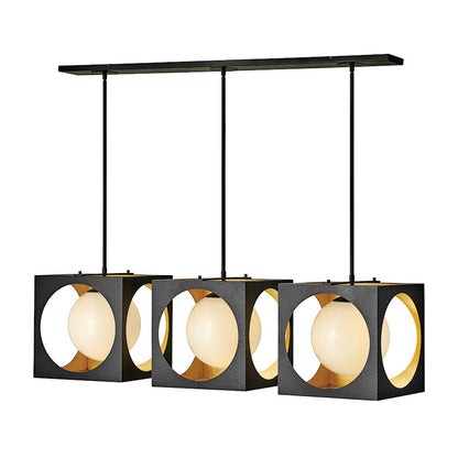 3 Light Chandelier, Anvil Black