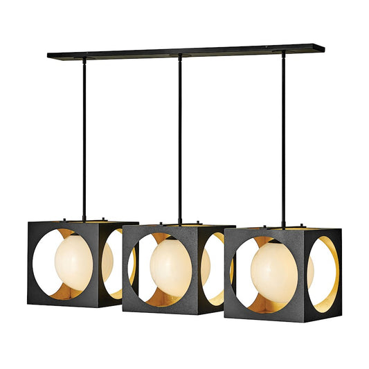 3 Light Chandelier, Anvil Black