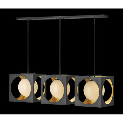 3 Light Chandelier, Anvil Black