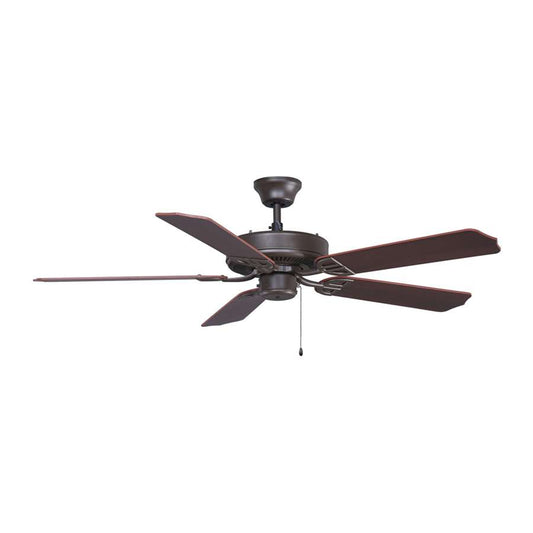 Fanimation Builder Series 52in 5-Blade Ceiling Fan | Satin Nickel and Cherry/Walnut Blades | Covered Patio & Large Rooms | Model BP230SN1