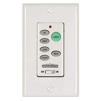 Fanimation Wall Control Fan & Light 3-Speed Reversing | White Finish | Bedroom & Living Room Fan Control | 4.5 x 2.75 x 2 in | Model C21