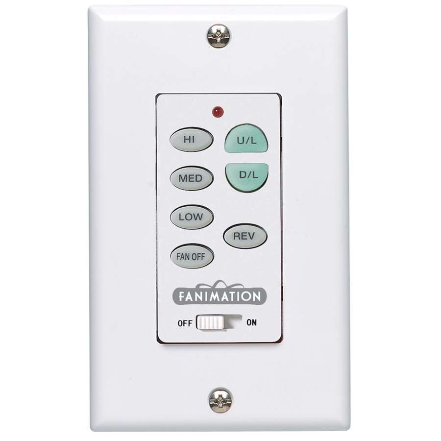 Fanimation Wall Control Fan & Light 3-Speed Reversing | White Finish | Bedroom & Living Room Fan Control | 4.5 x 2.75 x 2 in | Model C23