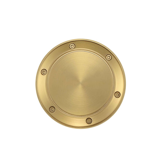Fanimation Spitfire Decorative Cap 5.13in | Brushed Satin Brass Metal | Covered Patio & Bathroom Ceiling Fan Accent | 5.13 x 5.13 x 0.39 in | Model CAP6721BS