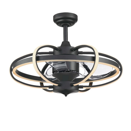 Fanimation Obvi 22in 3-Light Ceiling Fan | Black and Clear Composite Blades | Bedroom & Kitchen | 26 x 26 x 20 in | Model FP3050BL
