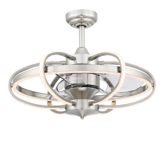 Fanimation Obvi 22in 3-Light LED Ceiling Fan | Brushed Nickel and Clear Composite Blades | Bedroom & Living Room | 26 x 26 x 20 in | Model FP3050BN