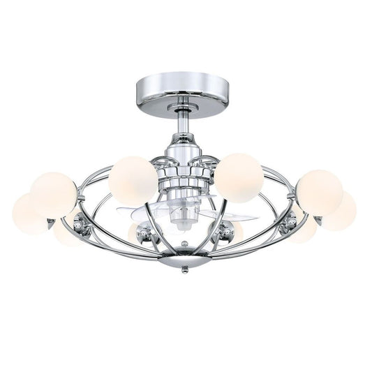 Fanimation Kerring 32in 10-Light Chandelier Ceiling Fan | Chrome and Opal Frosted Glass | Bedroom & Living Room | Model FP3073CH